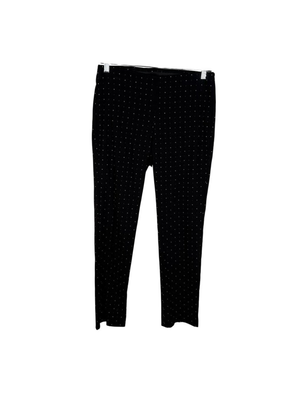 White House Black Market Womn 8 Black White Dot Print The Slim Side Zip Pant NWT - Picture 2 of 12